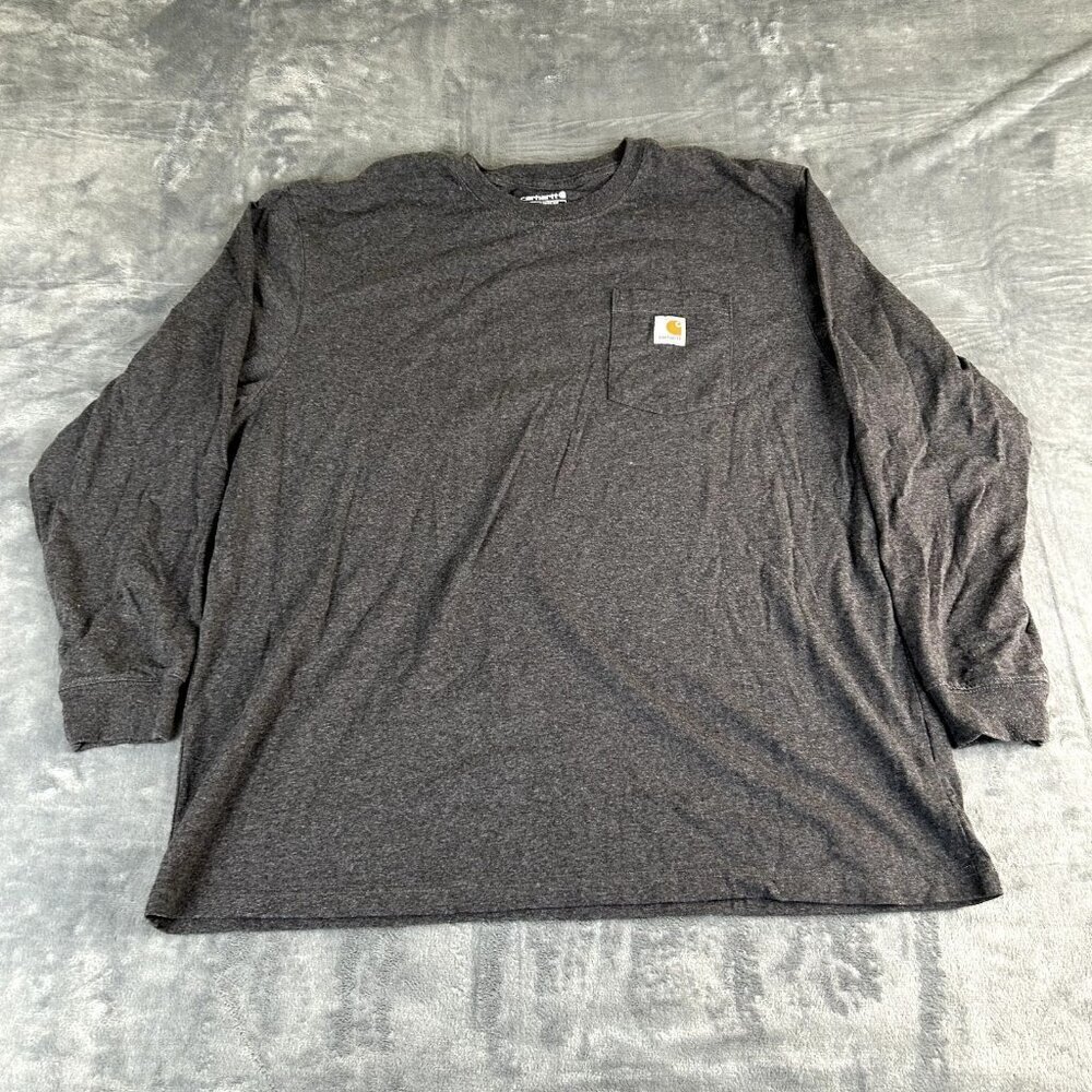 Carhartt Shirt Men 2XL Gray Loose Fit Tee Long Sleeve Crew Pullover Workwear XXL